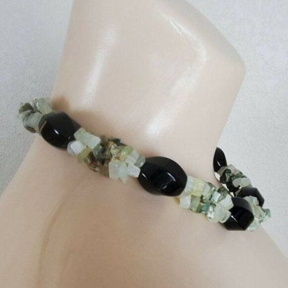 Ross-Simons Sterling Silver Chunky Bead Choker Necklace Jade Green Lace Agate - Picture 4 of 13